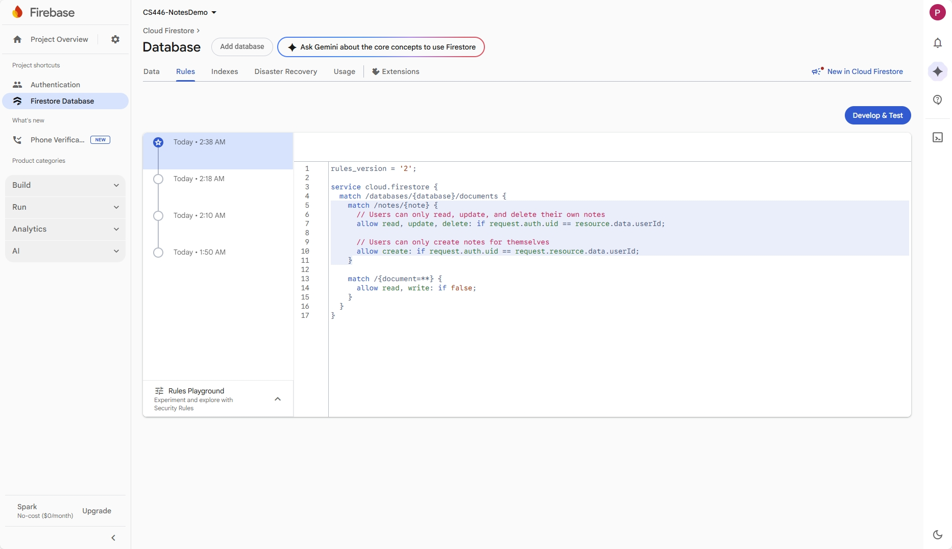 Firebase Firestore Rules