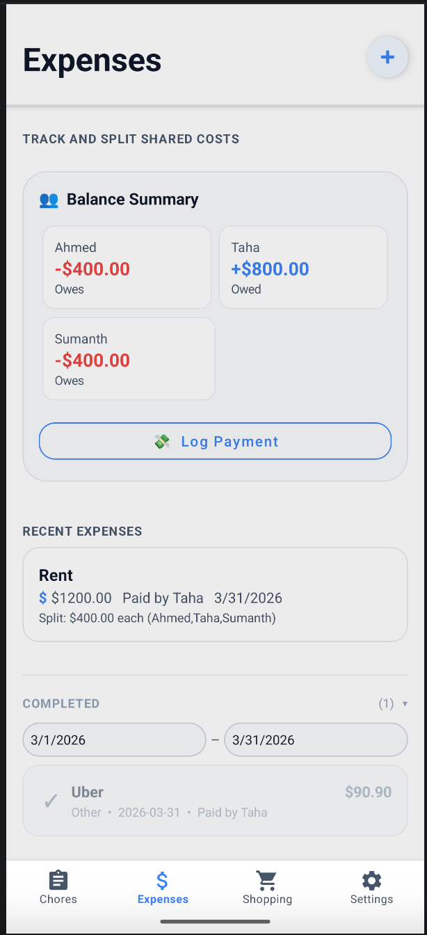 Expenses screen