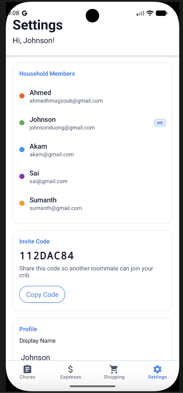 Settings household management