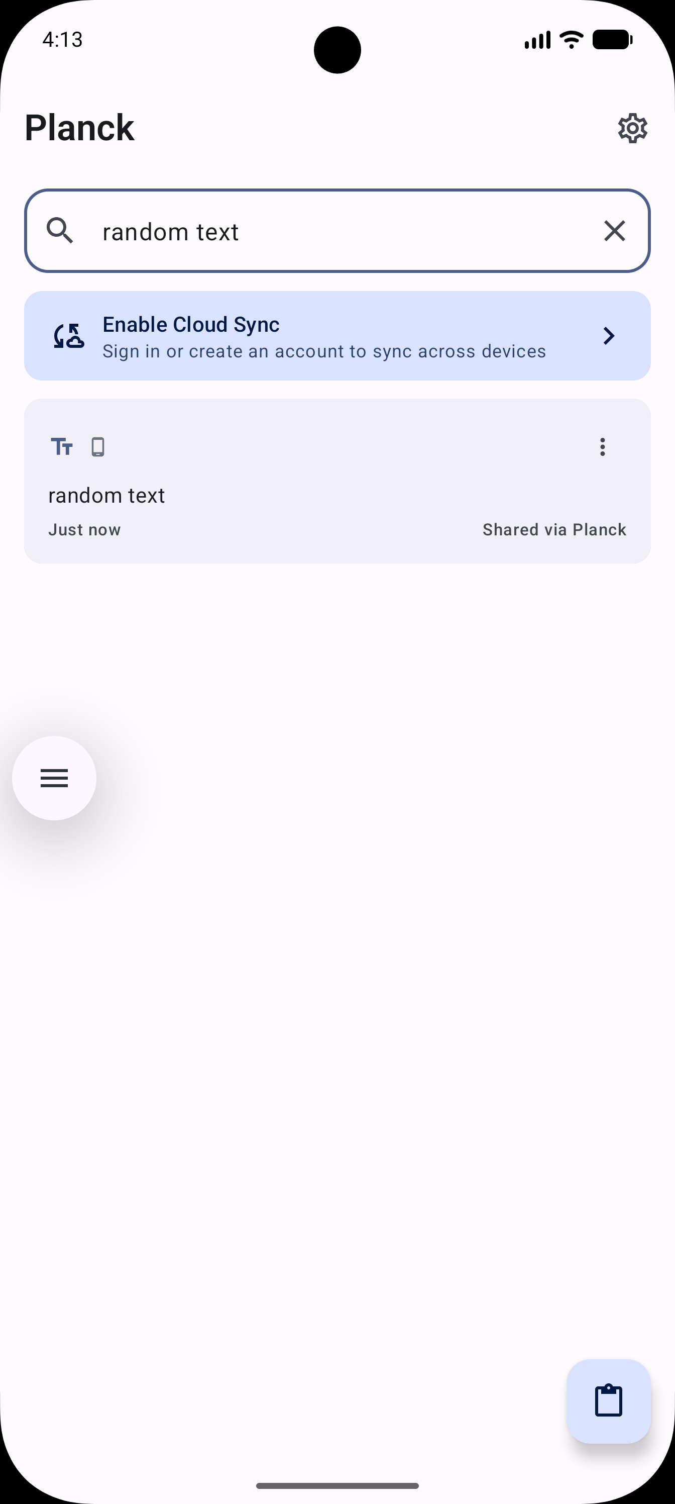 Search across text history