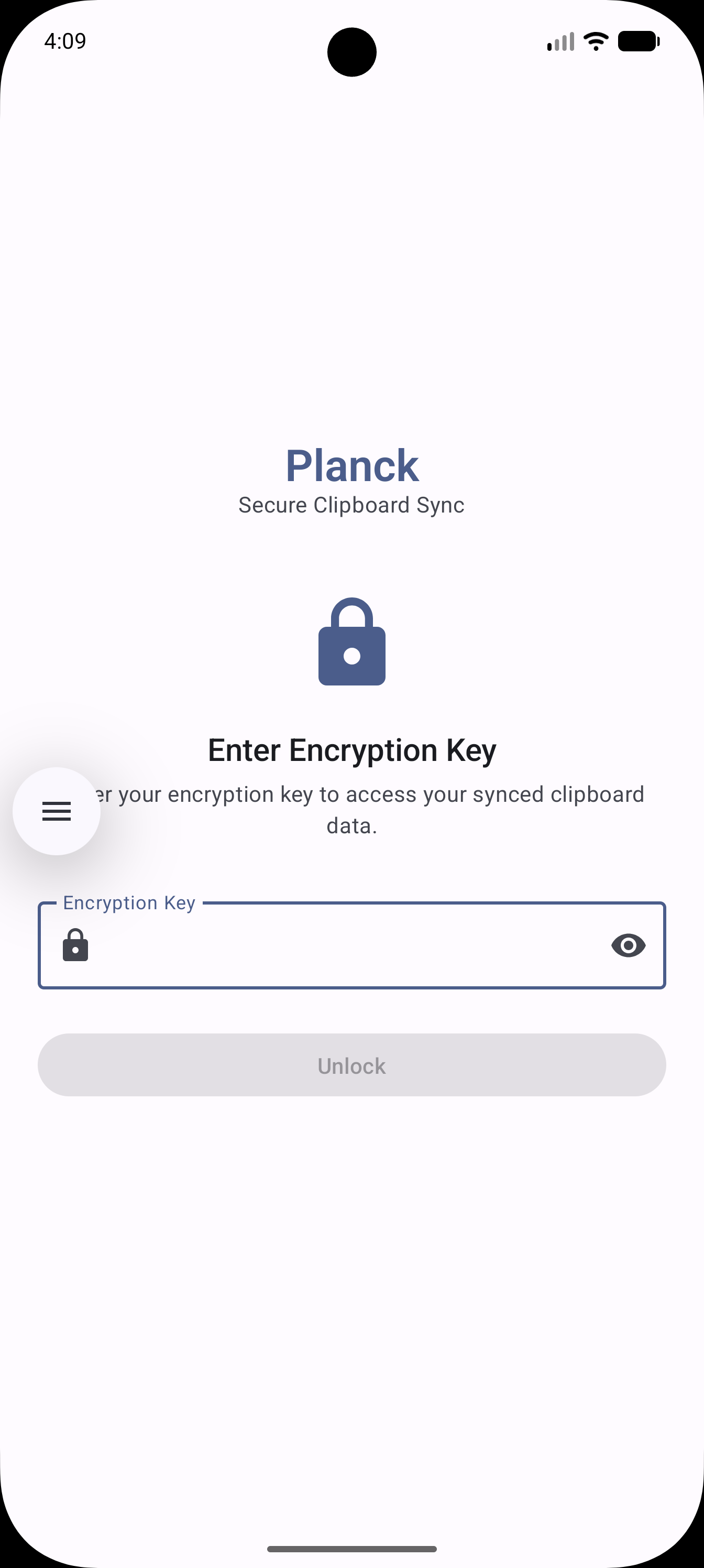 Encryption key setup for secure sync
